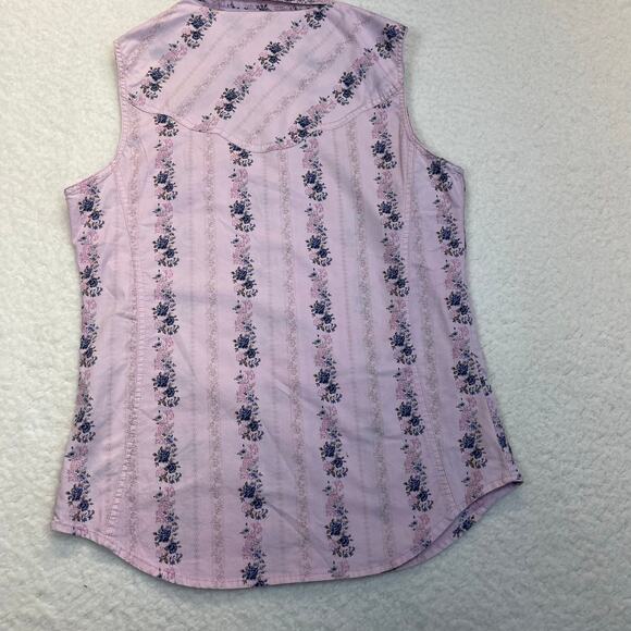 Bit & Bridle women’s western shirt pearl snap buttons sm boho pink blue floral - Picture 4 of 8